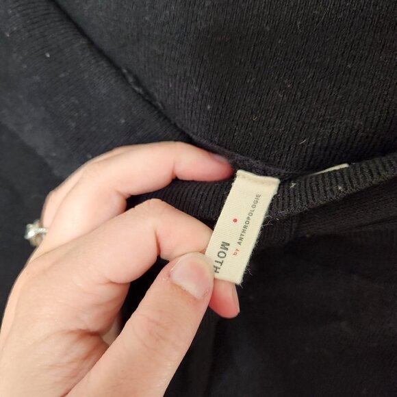 MOTH Anthropologie Black Wool Crop Wide Leg Belted Pants - Picture 4 of 6